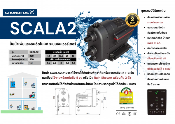 ปั๊มน้ำกรุนด์ฟอส รุ่น SCALA2